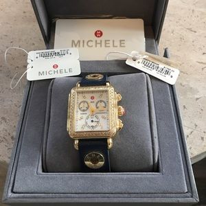 Gold, Diamond Bezel, Michele Watch